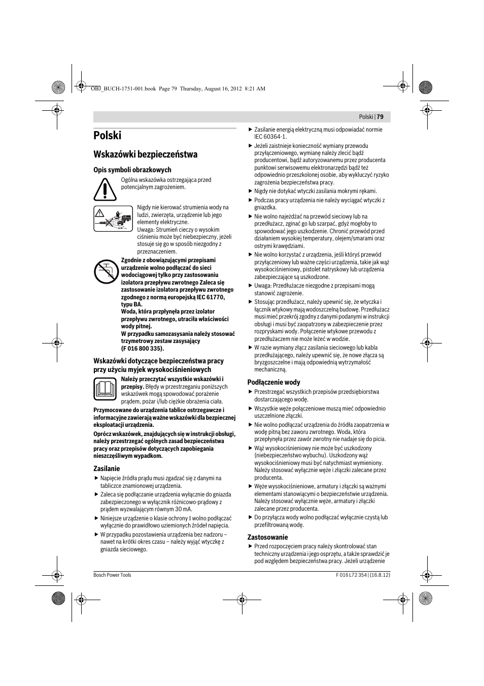Polski, Wskazówki bezpieczeństwa | Bosch GHP 5-13 C User Manual | Page 79 / 178