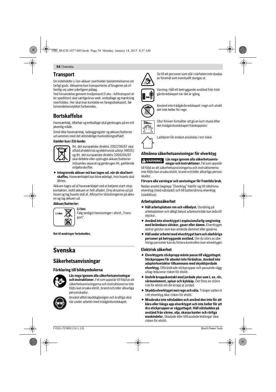 Svenska, Transport, Bortskaffelse | Säkerhetsanvisningar | Bosch AGS 7,2 LI User Manual | Page 54 / 177