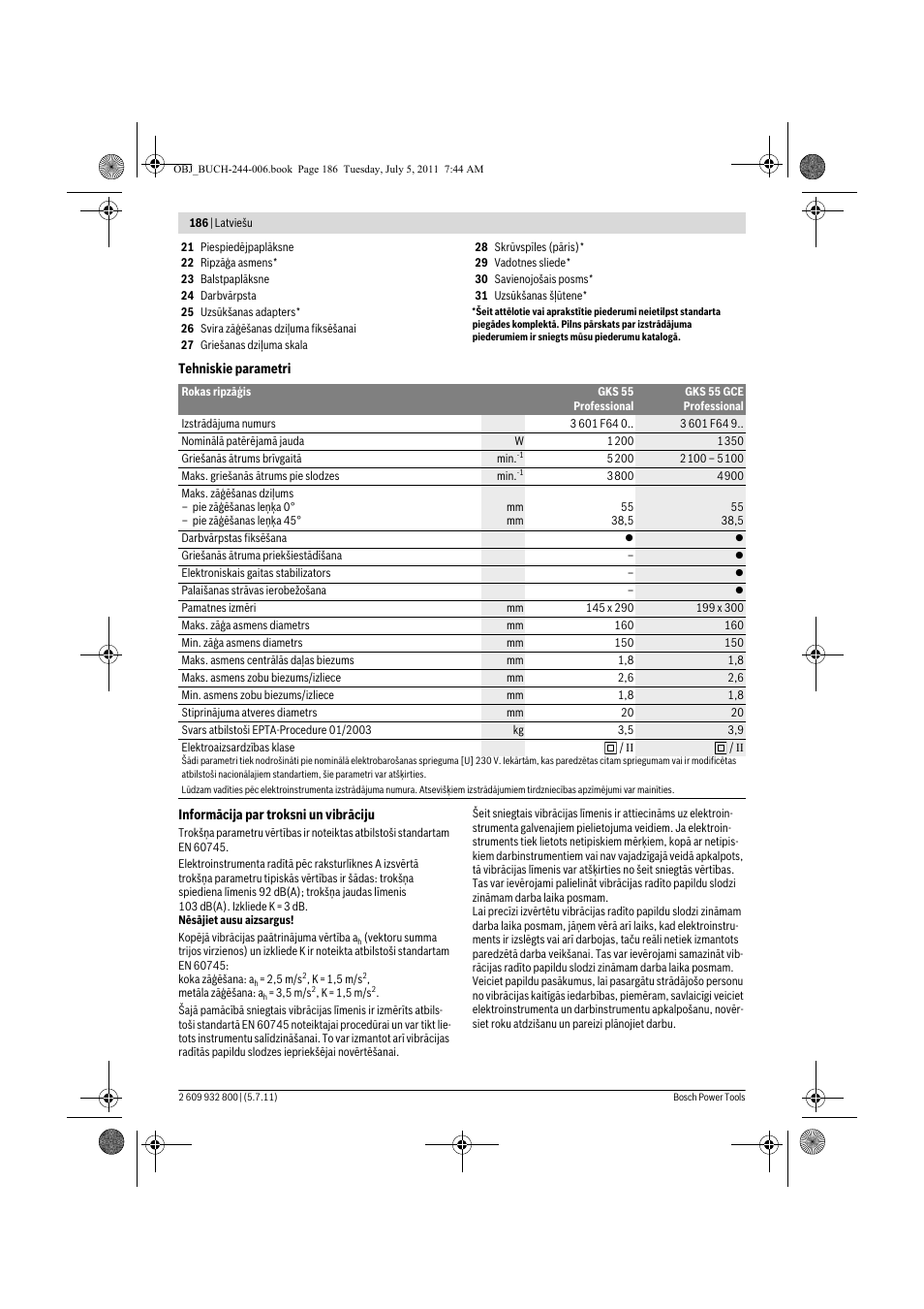Bosch GKS Professional 55 User Manual | Page 186 / 213