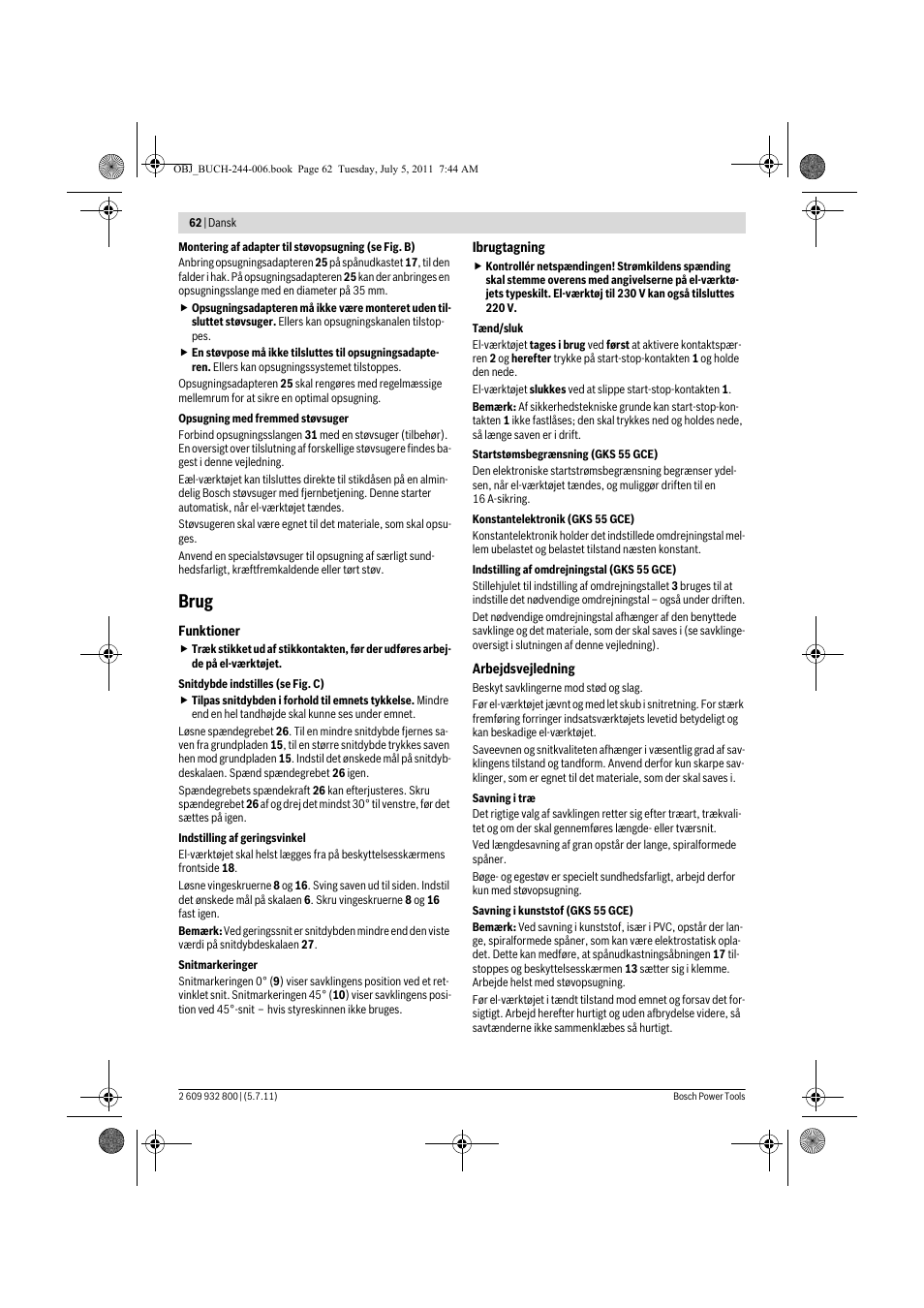 Brug | Bosch GKS Professional 55 User Manual | Page 62 / 213