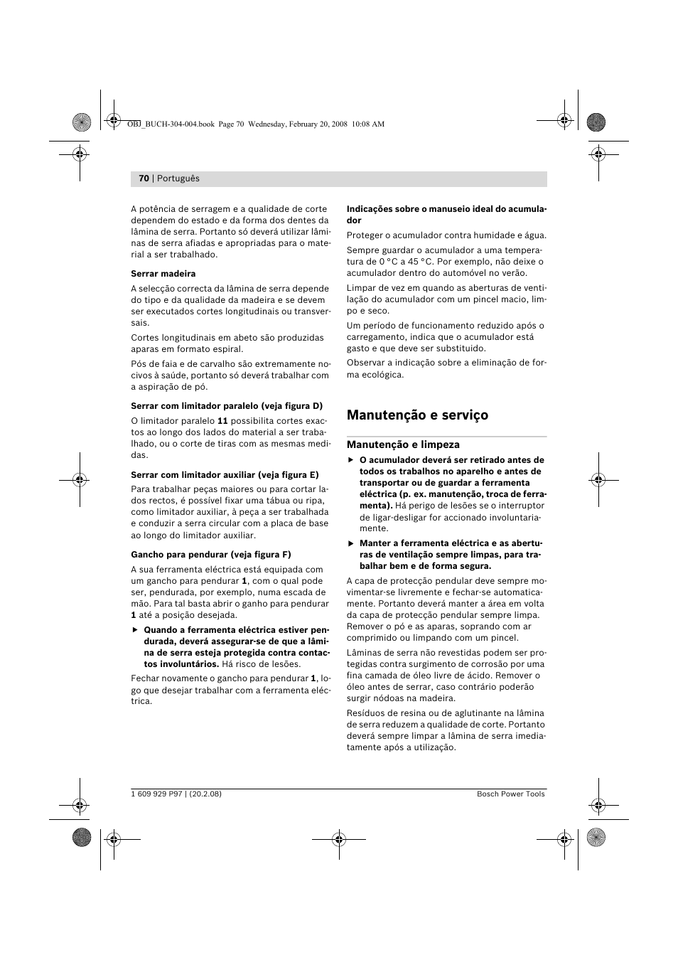 Manutenção e serviço | Bosch GKS 36 V-LI Professional User Manual | Page 70 / 349