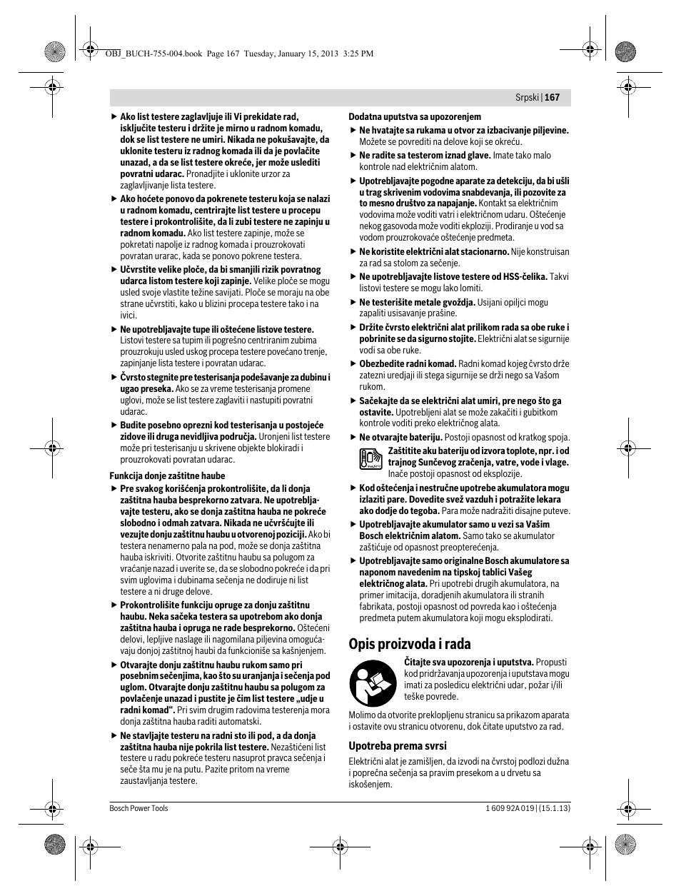 Opis proizvoda i rada | Bosch GKS 18 V-LI Professional User Manual | Page 167 / 224