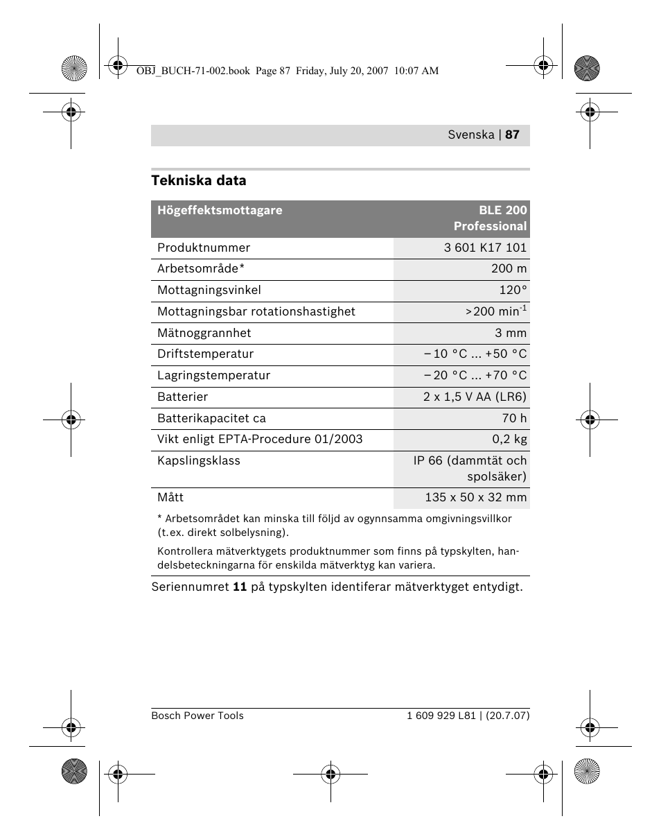 Bosch BLE 200 Professional User Manual | Page 87 / 267
