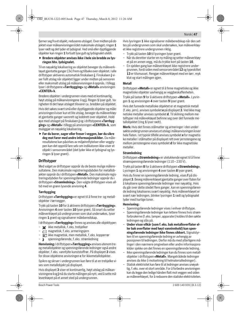Bosch GMS 120 Professional User Manual | Page 47 / 156
