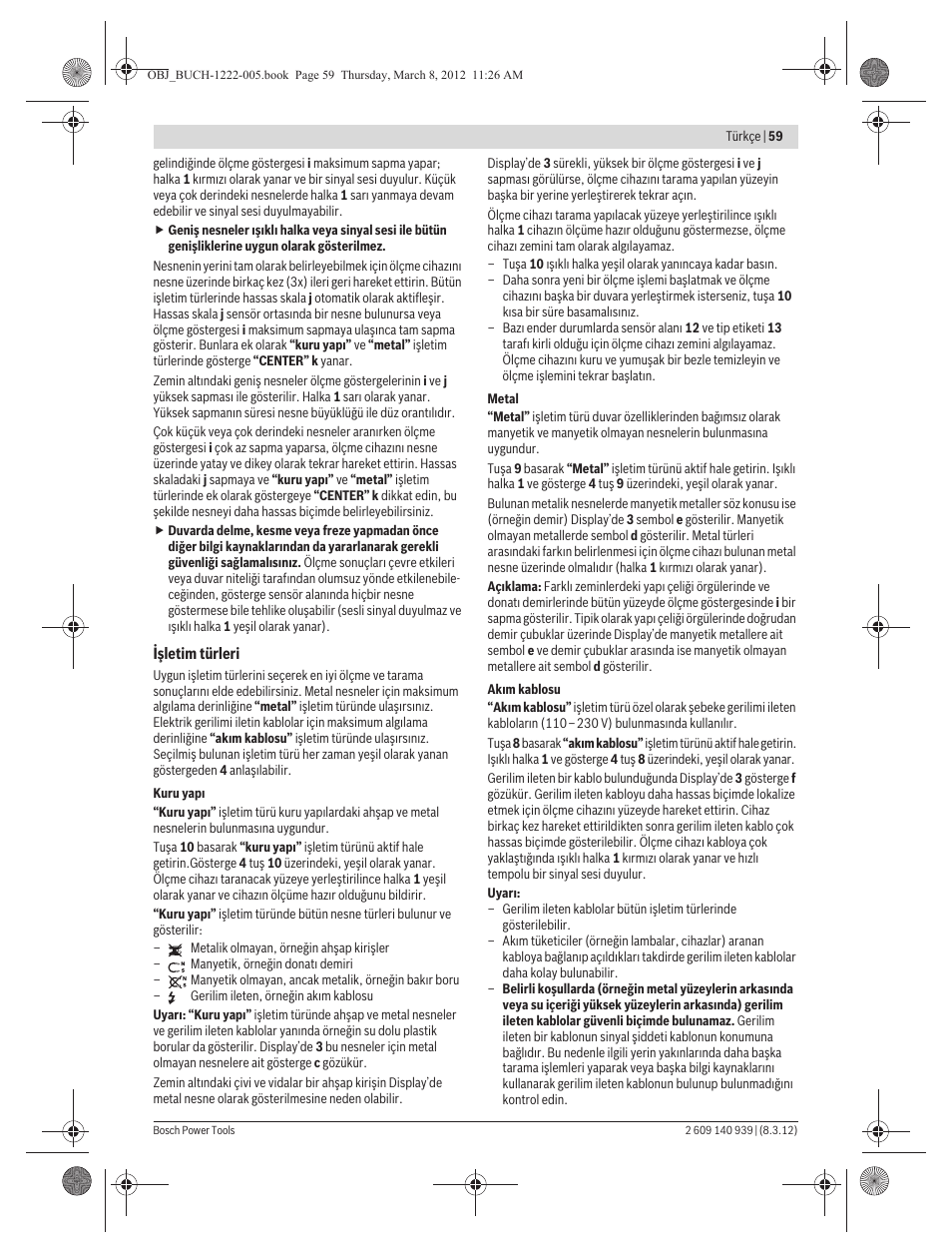 Bosch GMS 120 Professional User Manual | Page 59 / 156