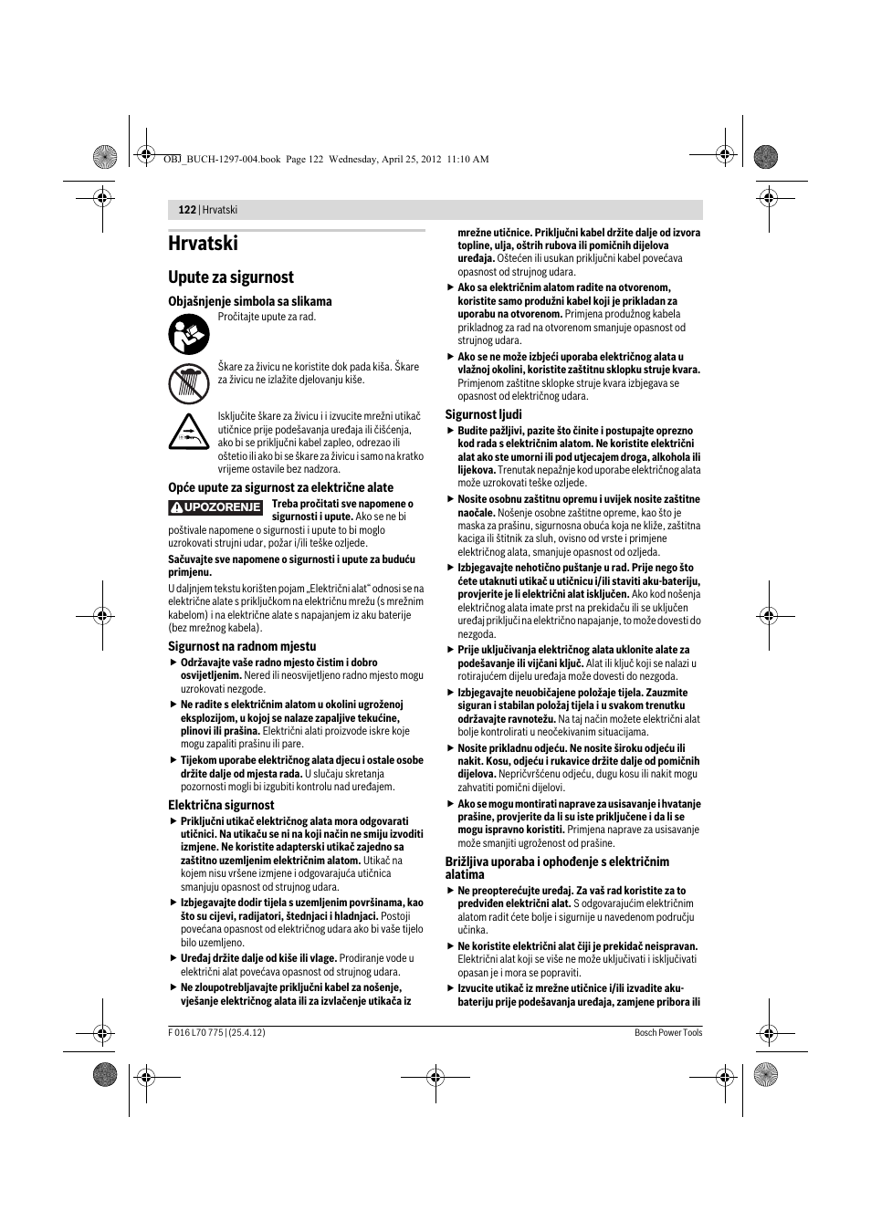 Hrvatski, Upute za sigurnost | Bosch AHS 45-16 User Manual | Page 122 / 144