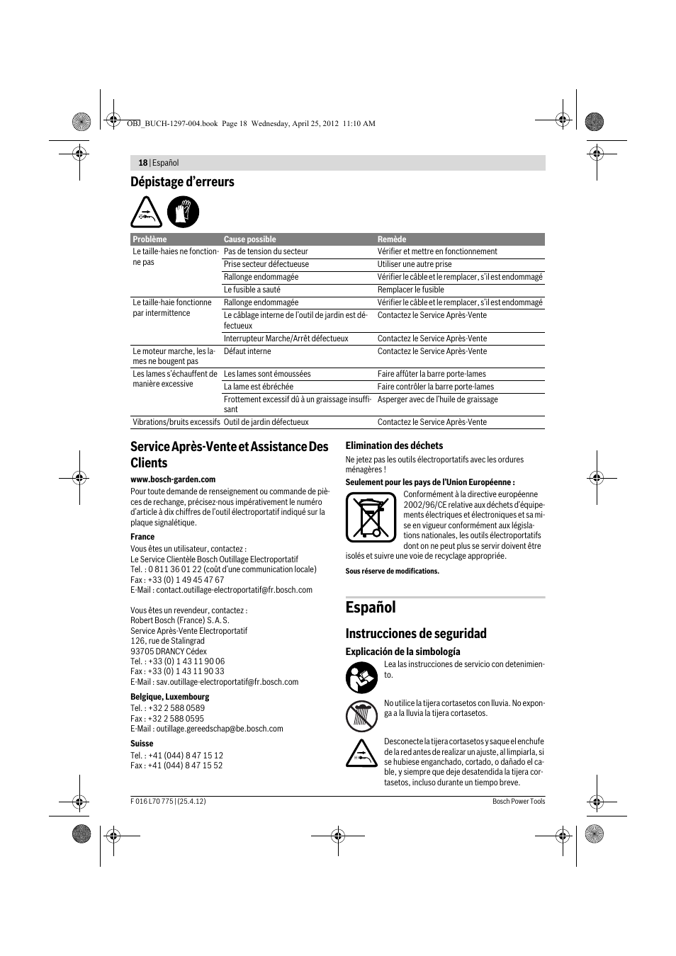 Español, Instrucciones de seguridad | Bosch AHS 45-16 User Manual | Page 18 / 144