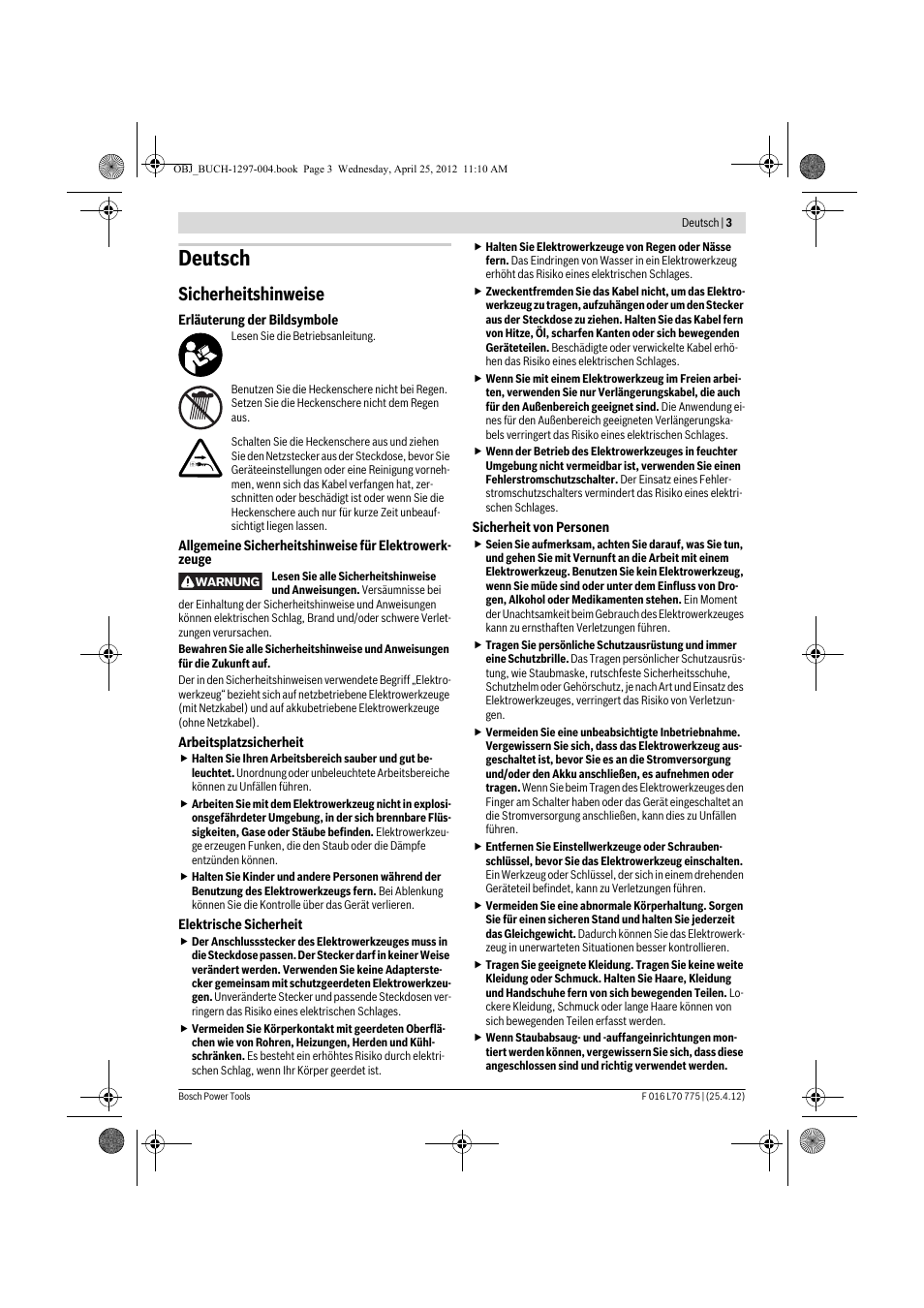 Deutsch, Sicherheitshinweise | Bosch AHS 45-16 User Manual | Page 3 / 144