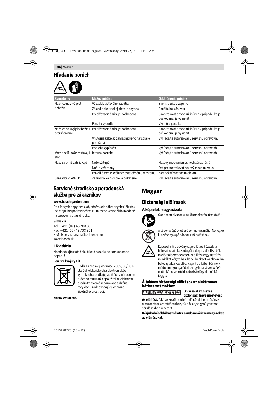 Magyar, Biztonsági előírások | Bosch AHS 45-16 User Manual | Page 84 / 144