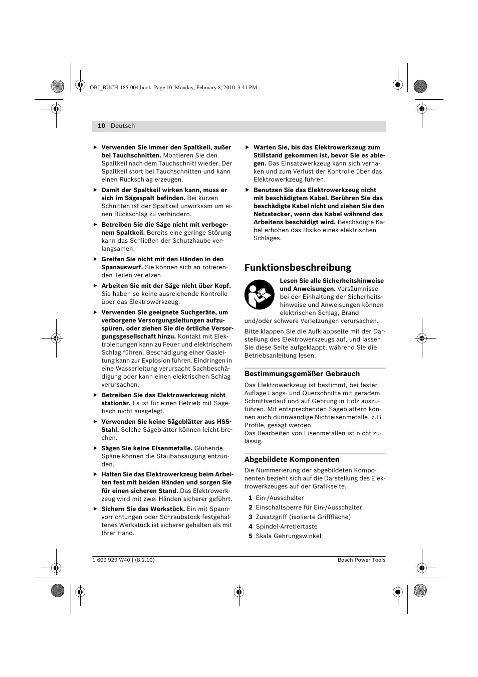 Funktionsbeschreibung | Bosch GKS 160 Professional User Manual | Page 10 / 333