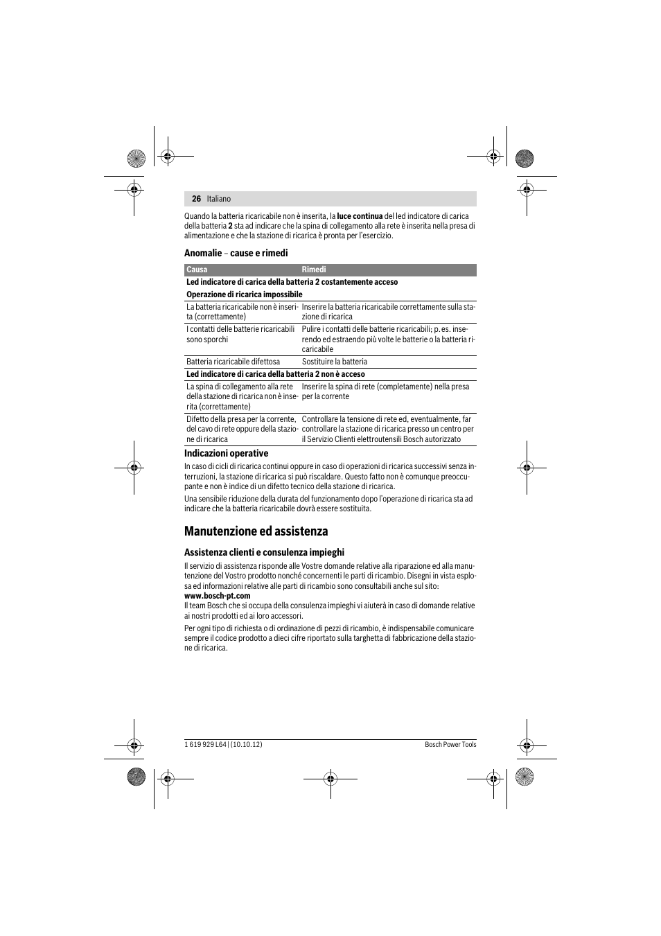 Manutenzione ed assistenza | Bosch AL 1115 CV User Manual | Page 26 / 108