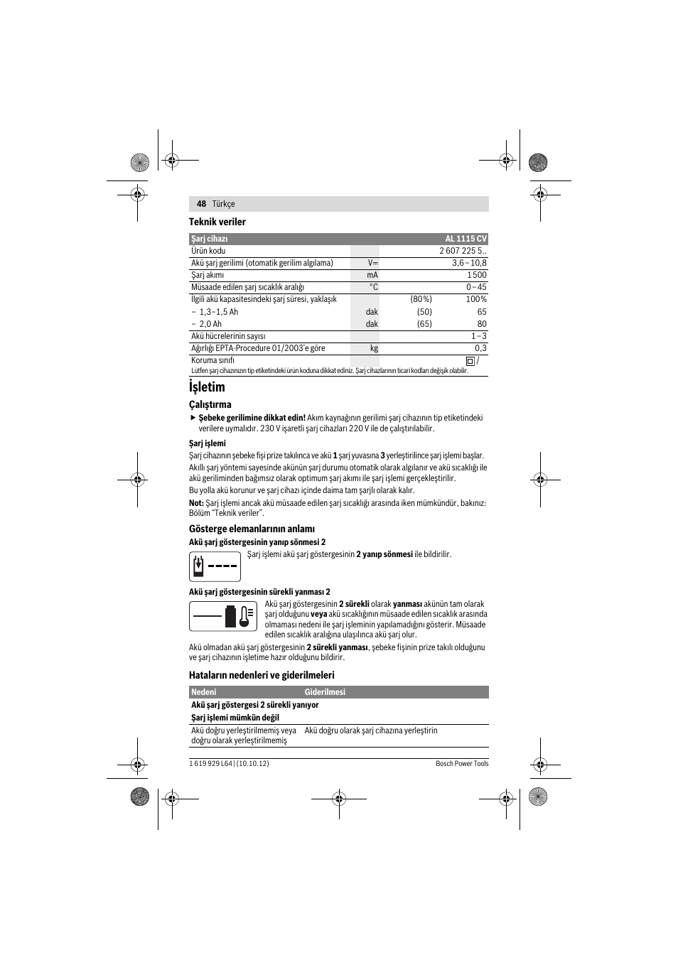 Işletim | Bosch AL 1115 CV User Manual | Page 48 / 108
