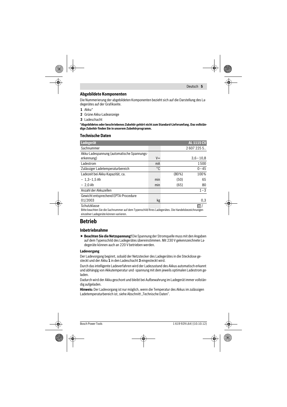 Betrieb | Bosch AL 1115 CV User Manual | Page 5 / 108