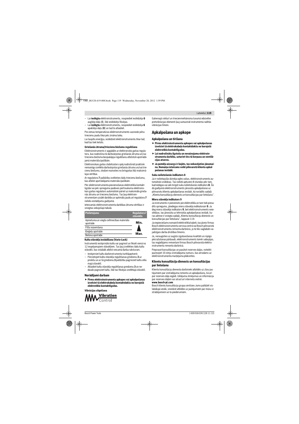 Apkalpošana un apkope | Bosch GSH 5 CE Professional User Manual | Page 119 / 136