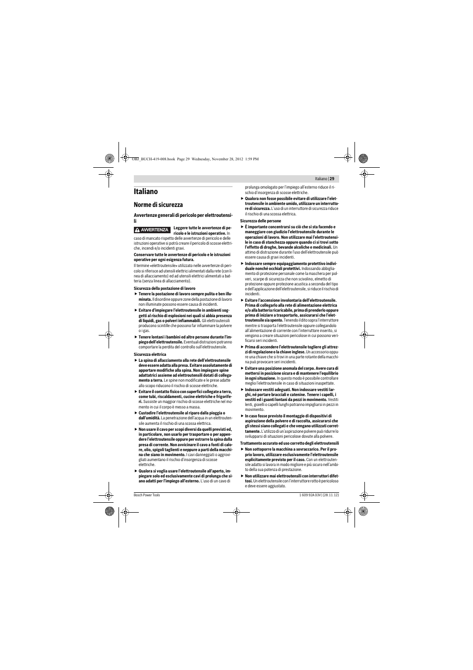 Italiano, Norme di sicurezza | Bosch GSH 5 CE Professional User Manual | Page 29 / 136