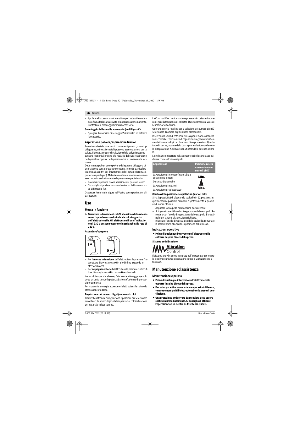 Manutenzione ed assistenza | Bosch GSH 5 CE Professional User Manual | Page 32 / 136