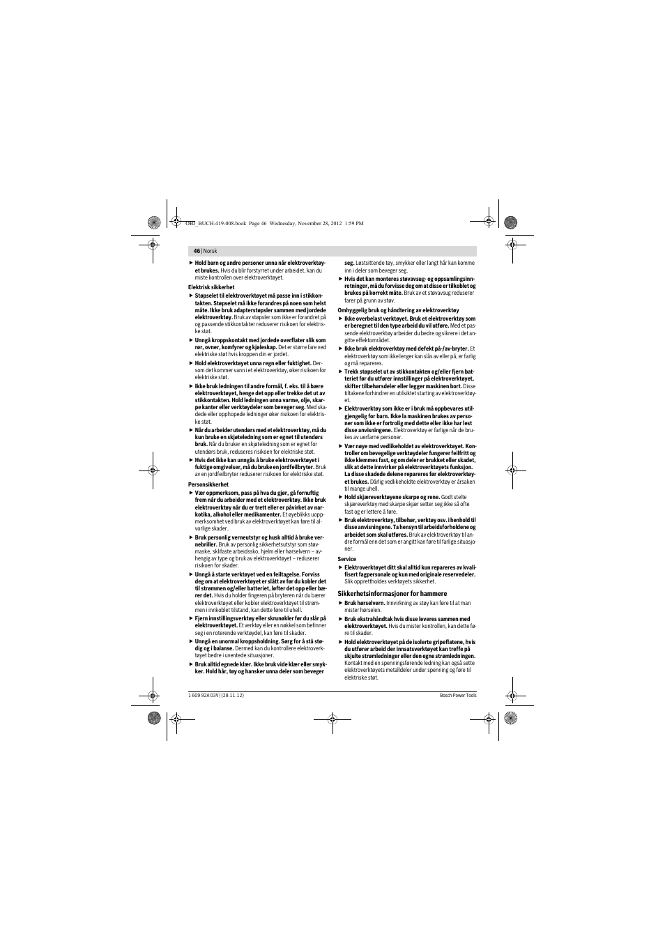 Bosch GSH 5 CE Professional User Manual | Page 46 / 136