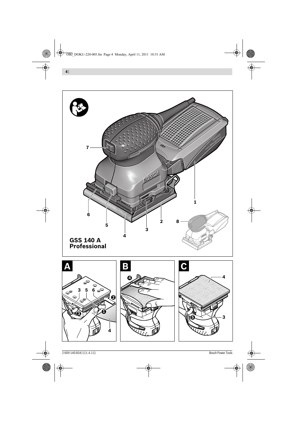 Gss 140 a professional | Bosch GSS 140 A Professional User Manual | Page 4 / 132