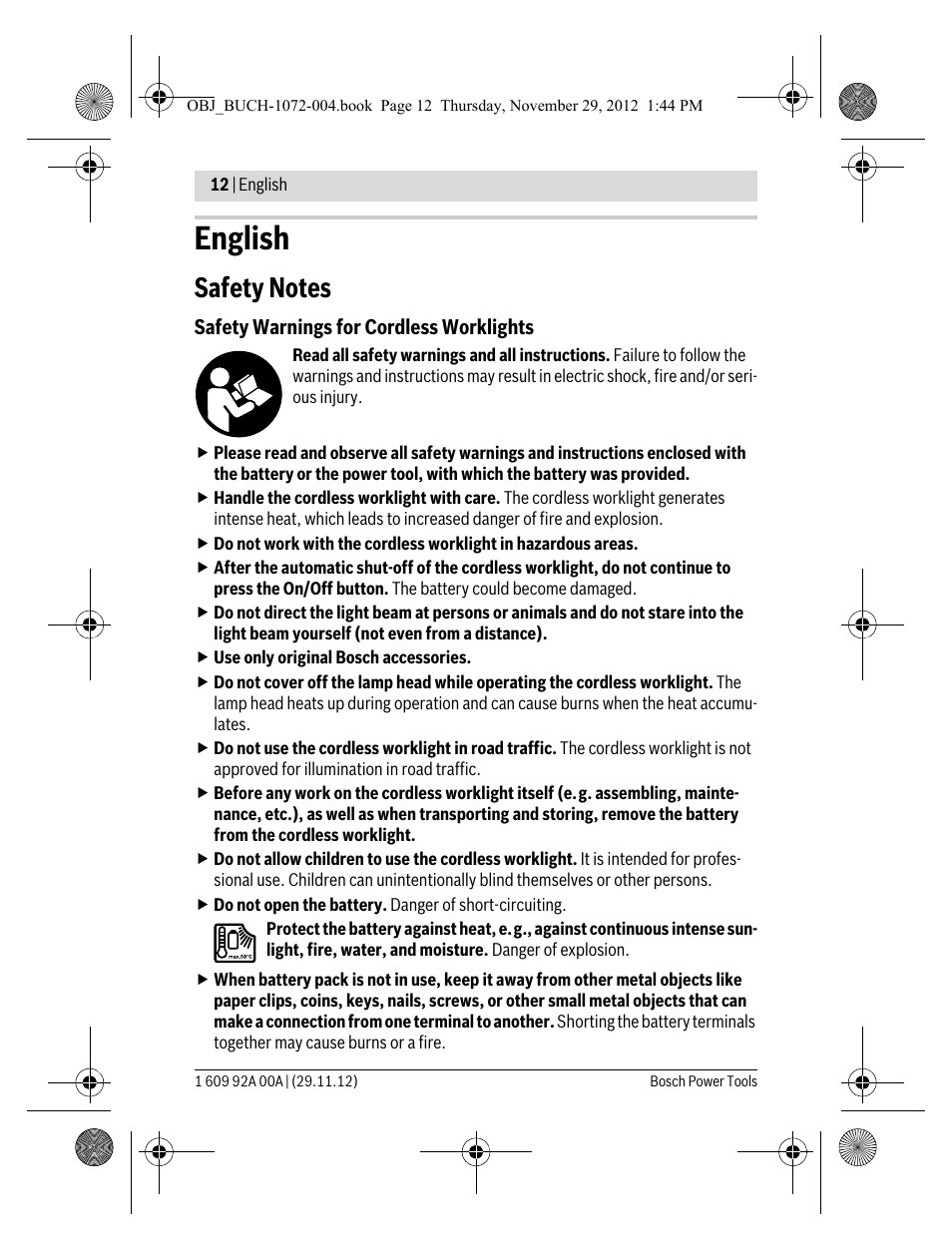 English | Bosch GLI 10,8 V-LI Professional User Manual | Page 12 / 177