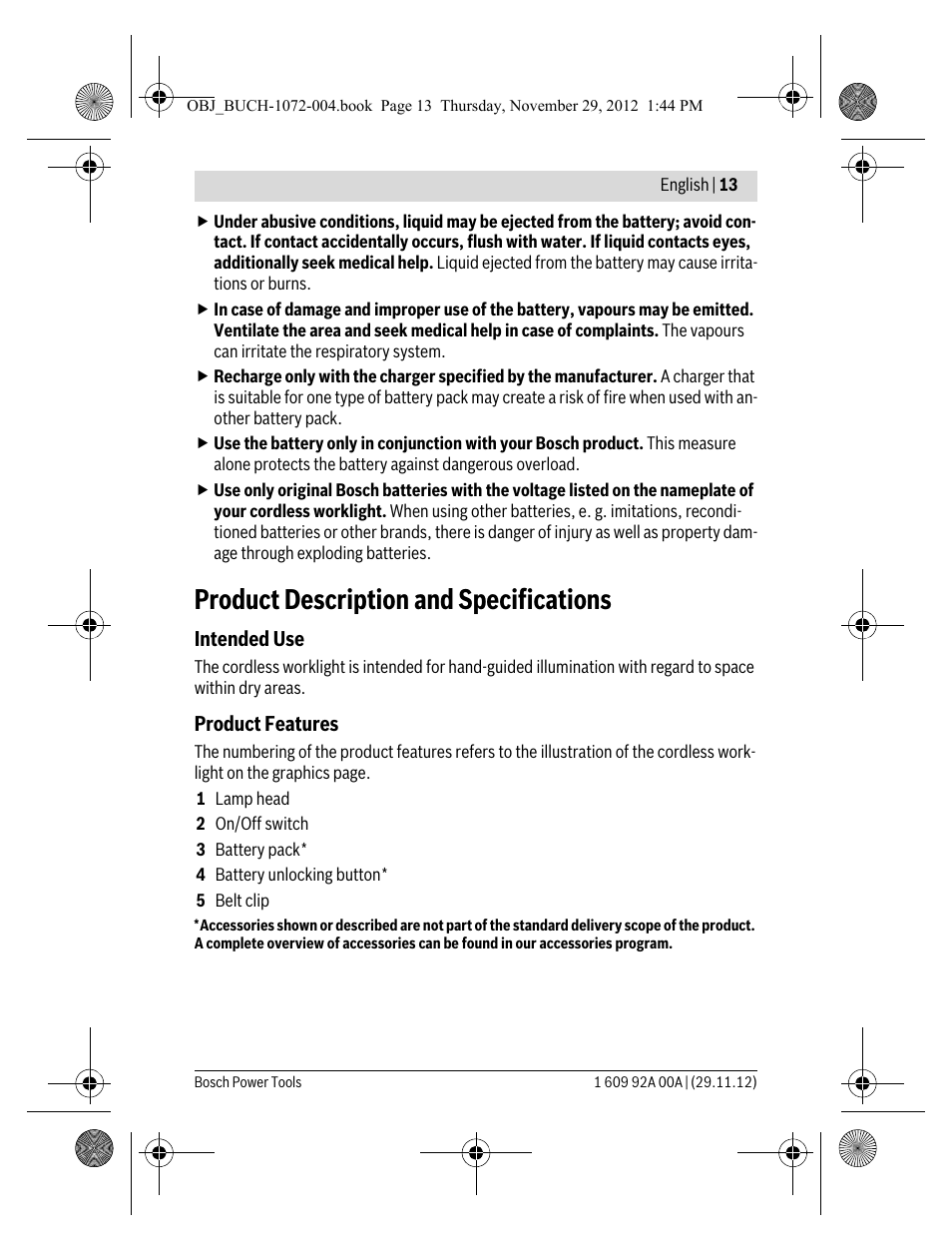 Product description and specifications | Bosch GLI 10,8 V-LI Professional User Manual | Page 13 / 177
