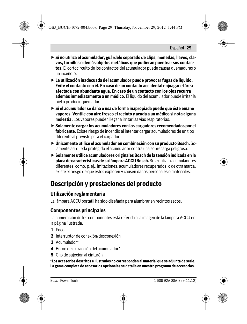 Descripción y prestaciones del producto | Bosch GLI 10,8 V-LI Professional User Manual | Page 29 / 177