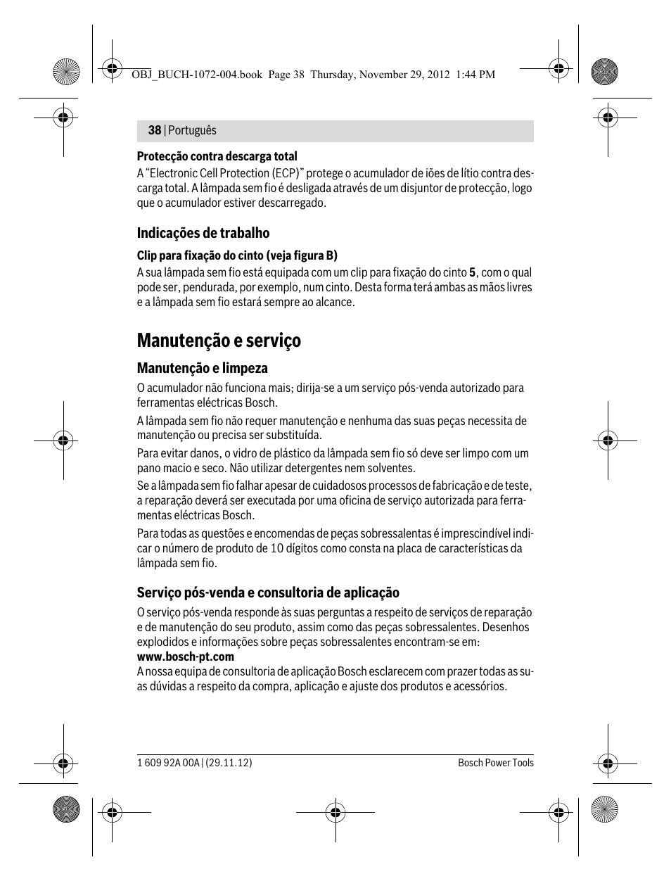 Manutenção e serviço | Bosch GLI 10,8 V-LI Professional User Manual | Page 38 / 177