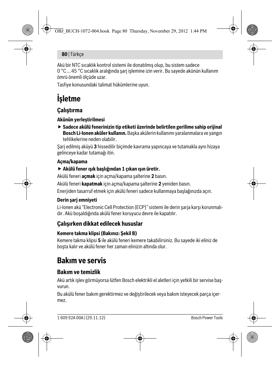 Işletme, Bakım ve servis | Bosch GLI 10,8 V-LI Professional User Manual | Page 80 / 177