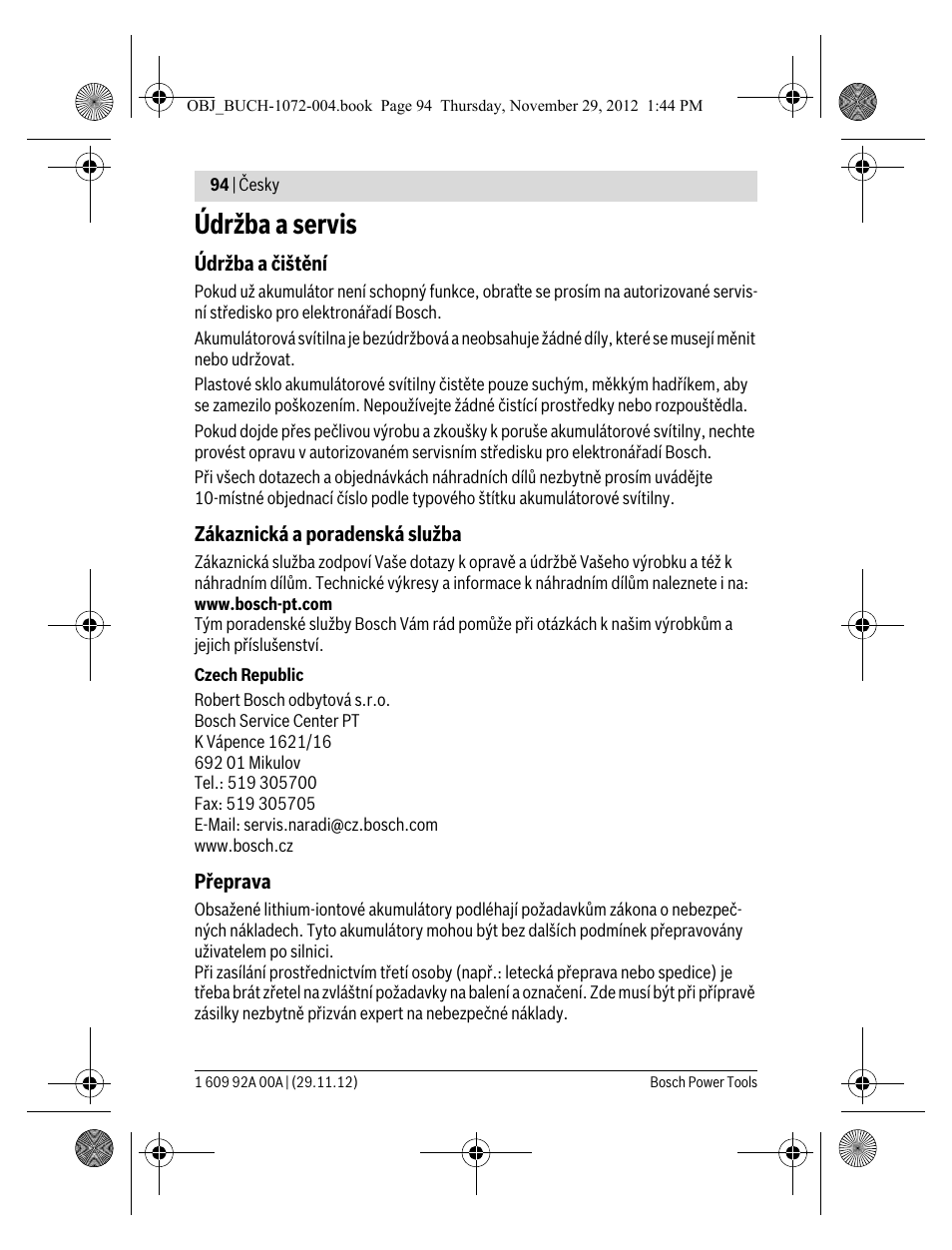 Údržba a servis | Bosch GLI 10,8 V-LI Professional User Manual | Page 94 / 177