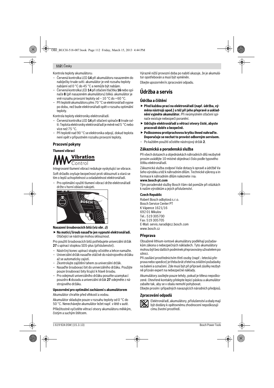 Údržba a servis | Bosch GBH 36 V-LI Compact Professional User Manual | Page 112 / 231