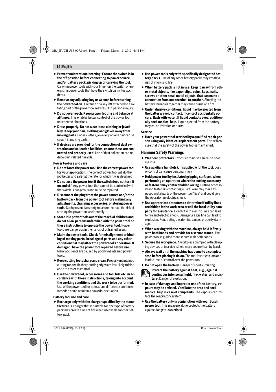 Bosch GBH 36 V-LI Compact Professional User Manual | Page 14 / 231