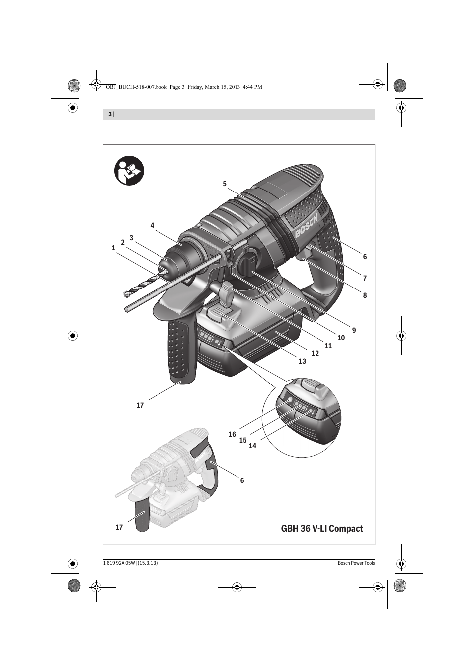 Gbh 36 v-li compact | Bosch GBH 36 V-LI Compact Professional User Manual | Page 3 / 231