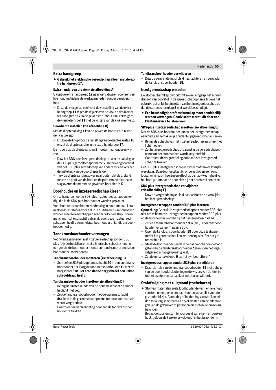 Bosch GBH 36 V-LI Compact Professional User Manual | Page 55 / 231