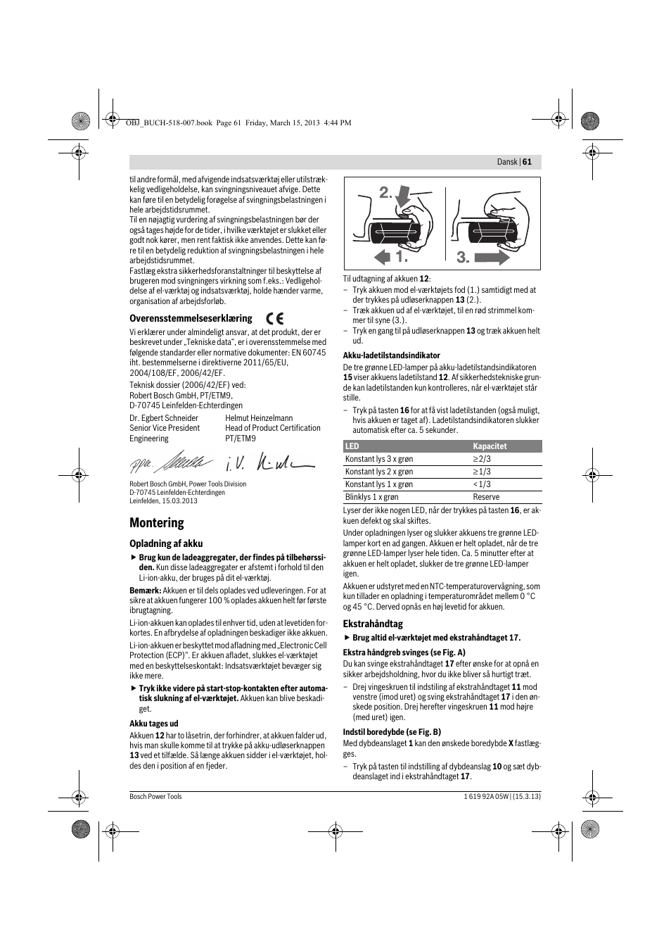 Montering | Bosch GBH 36 V-LI Compact Professional User Manual | Page 61 / 231