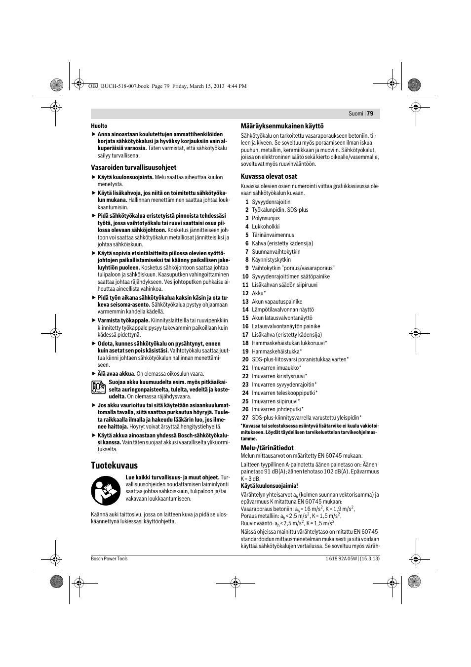 Tuotekuvaus | Bosch GBH 36 V-LI Compact Professional User Manual | Page 79 / 231