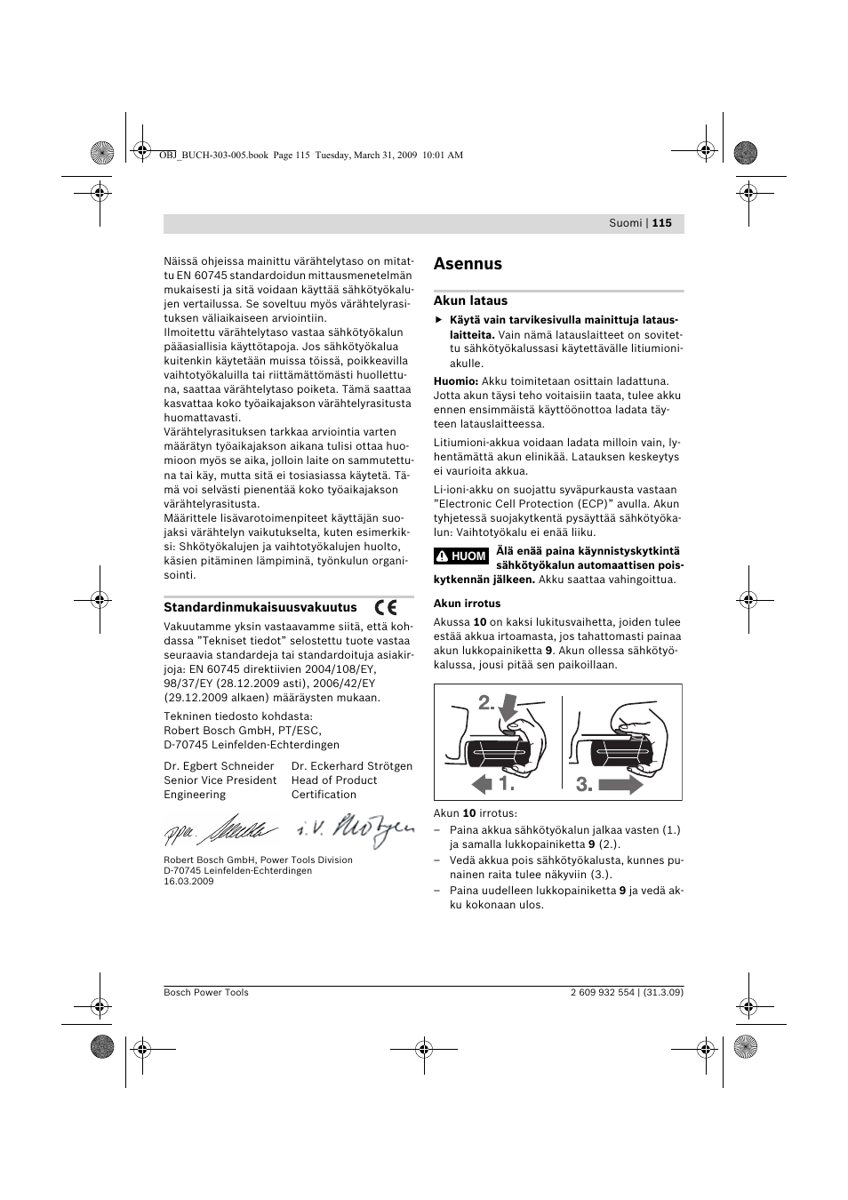 Asennus | Bosch GSA 36 V-LI Professional User Manual | Page 115 / 289