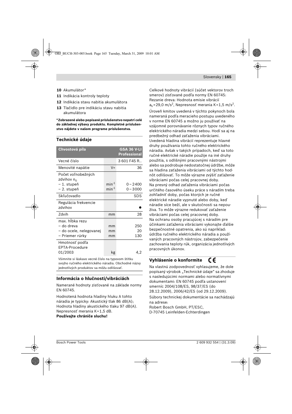 Bosch GSA 36 V-LI Professional User Manual | Page 165 / 289