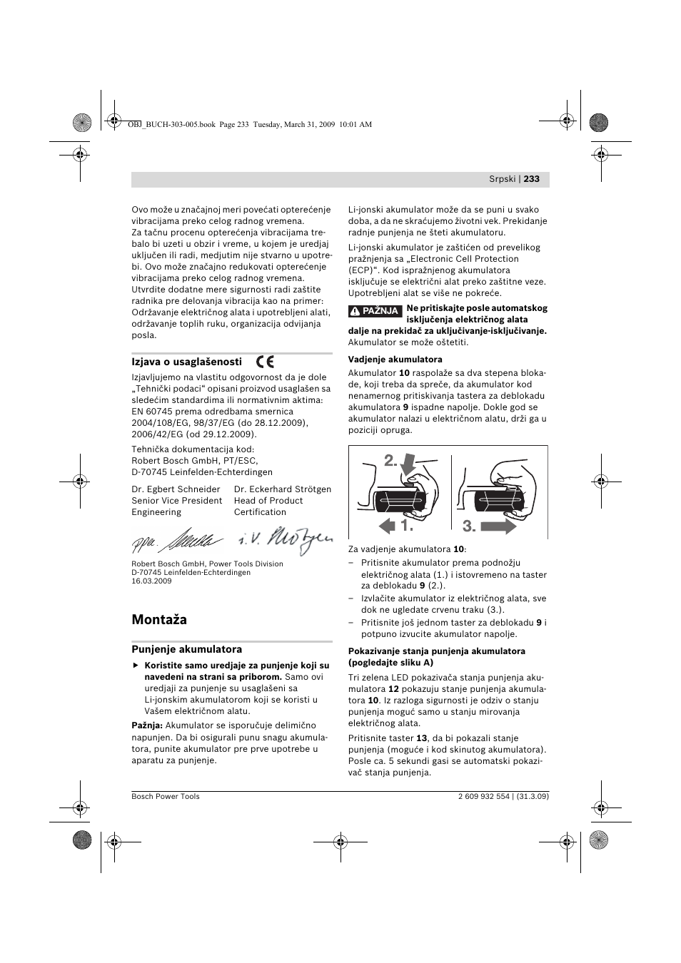 Montaža | Bosch GSA 36 V-LI Professional User Manual | Page 233 / 289