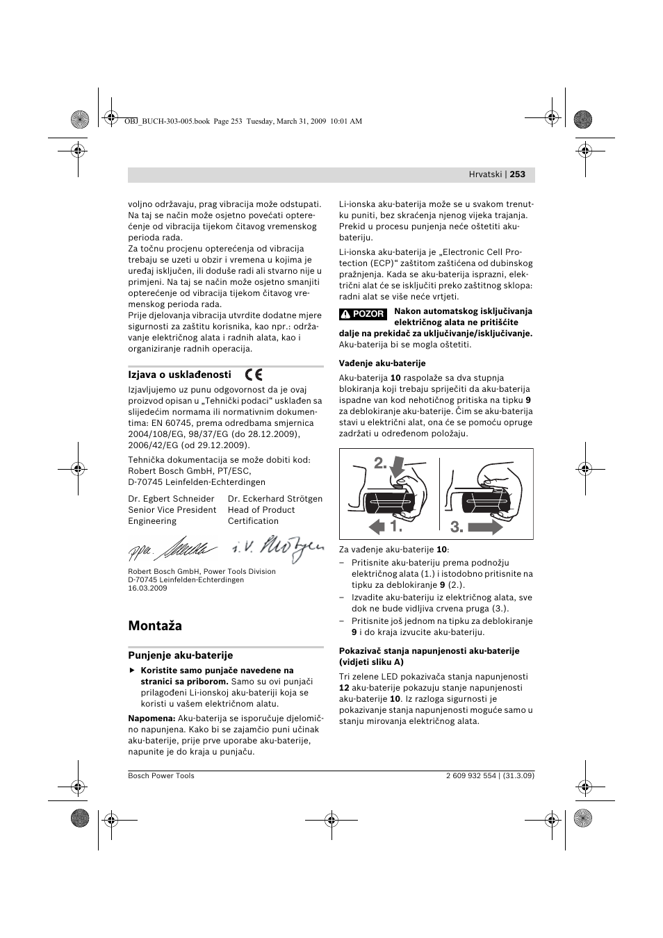 Montaža | Bosch GSA 36 V-LI Professional User Manual | Page 253 / 289