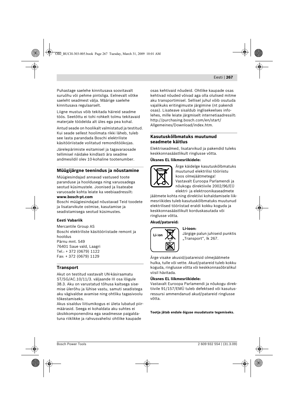 Bosch GSA 36 V-LI Professional User Manual | Page 267 / 289