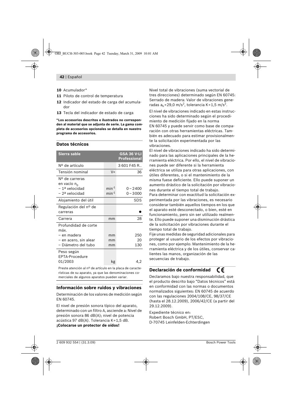 Bosch GSA 36 V-LI Professional User Manual | Page 42 / 289
