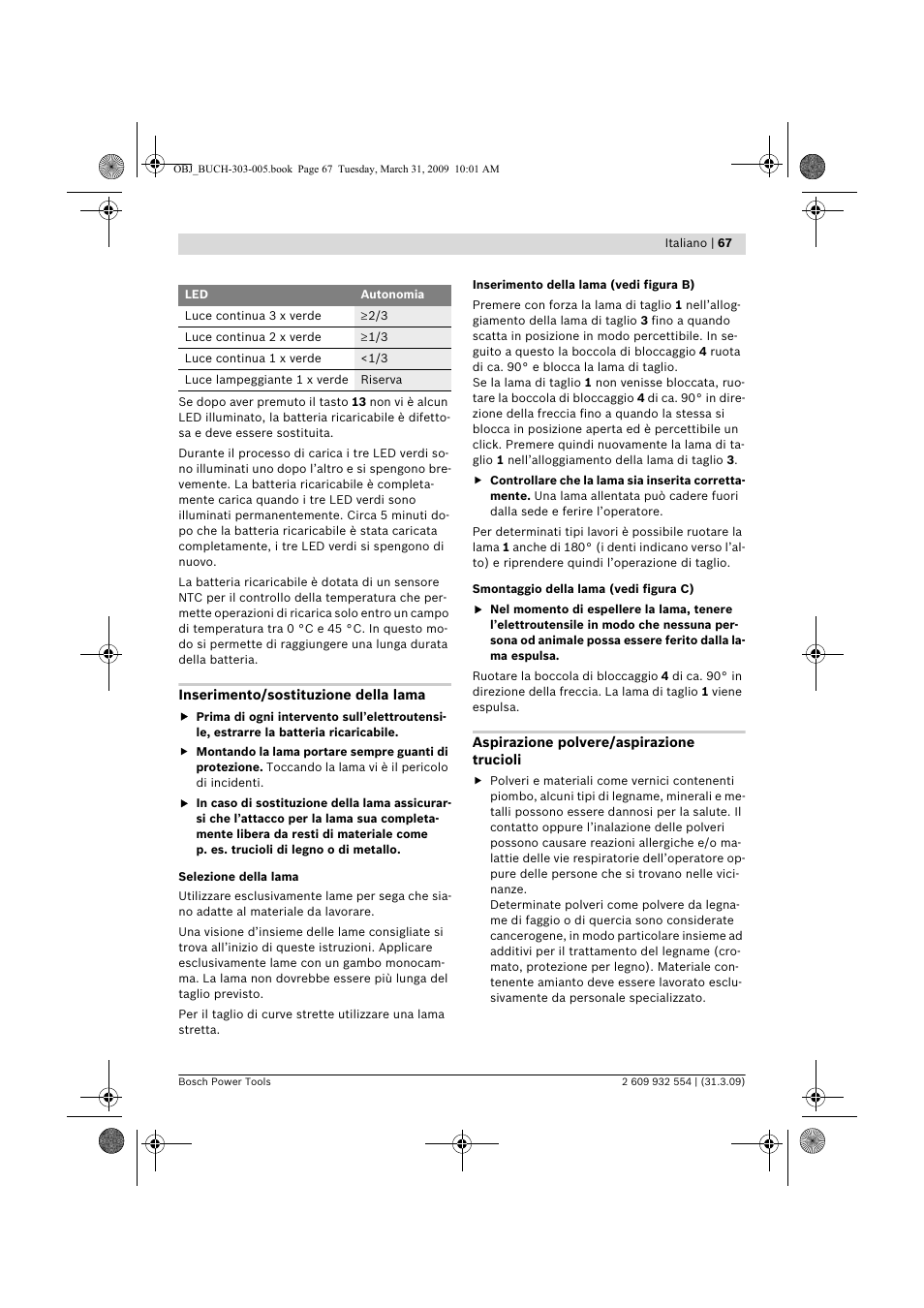Bosch GSA 36 V-LI Professional User Manual | Page 67 / 289