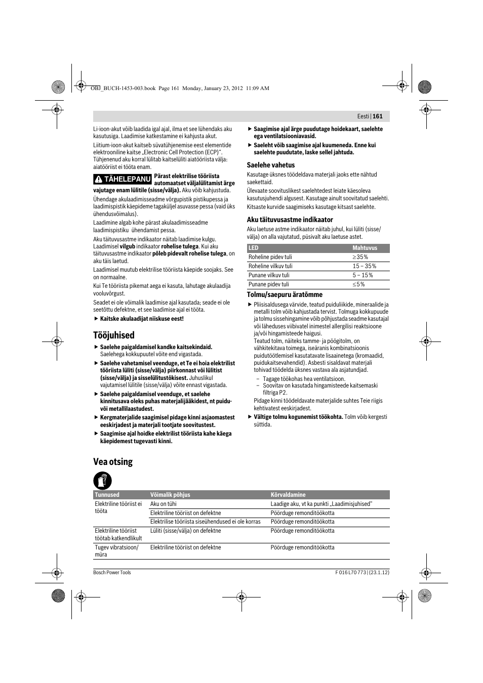 Tööjuhised, Vea otsing | Bosch Keo User Manual | Page 161 / 181