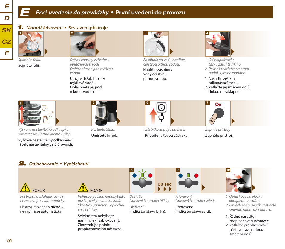 Cz e d sk f | Krups KP 200620 NESCAFE DOLCE GUSTO User Manual | Page 20 / 44