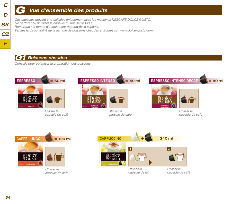 Krups KP 200620 NESCAFE DOLCE GUSTO User Manual | Page 36 / 44