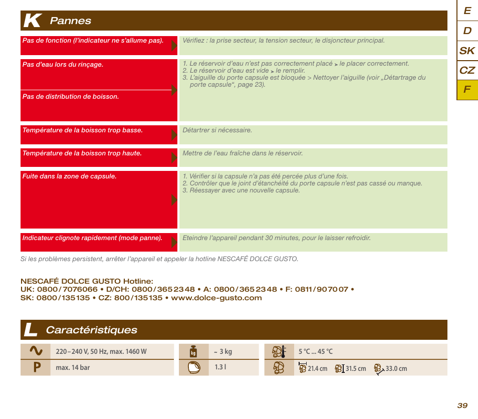 Krups KP 200620 NESCAFE DOLCE GUSTO User Manual | Page 41 / 44