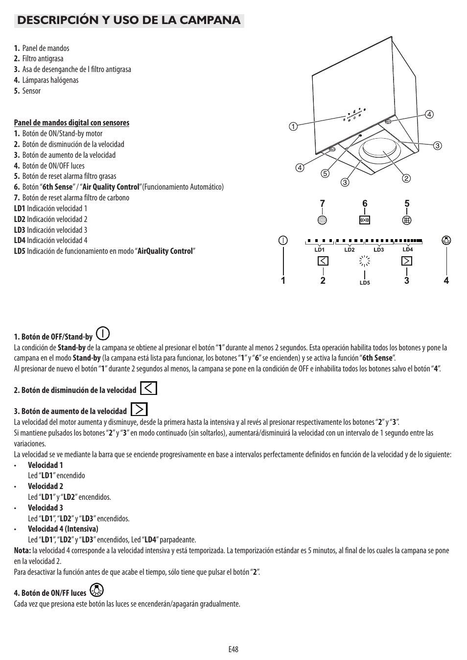 Descripción y uso de la campana | BAUKNECHT DST 6460 ES User Manual | Page 50 / 84