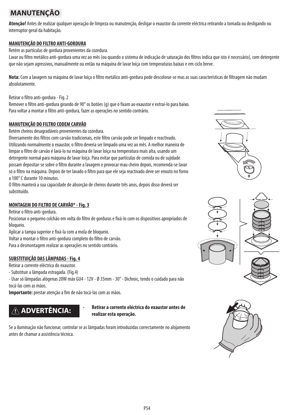 Advertência: manutenção | BAUKNECHT DST 6460 ES User Manual | Page 56 / 84