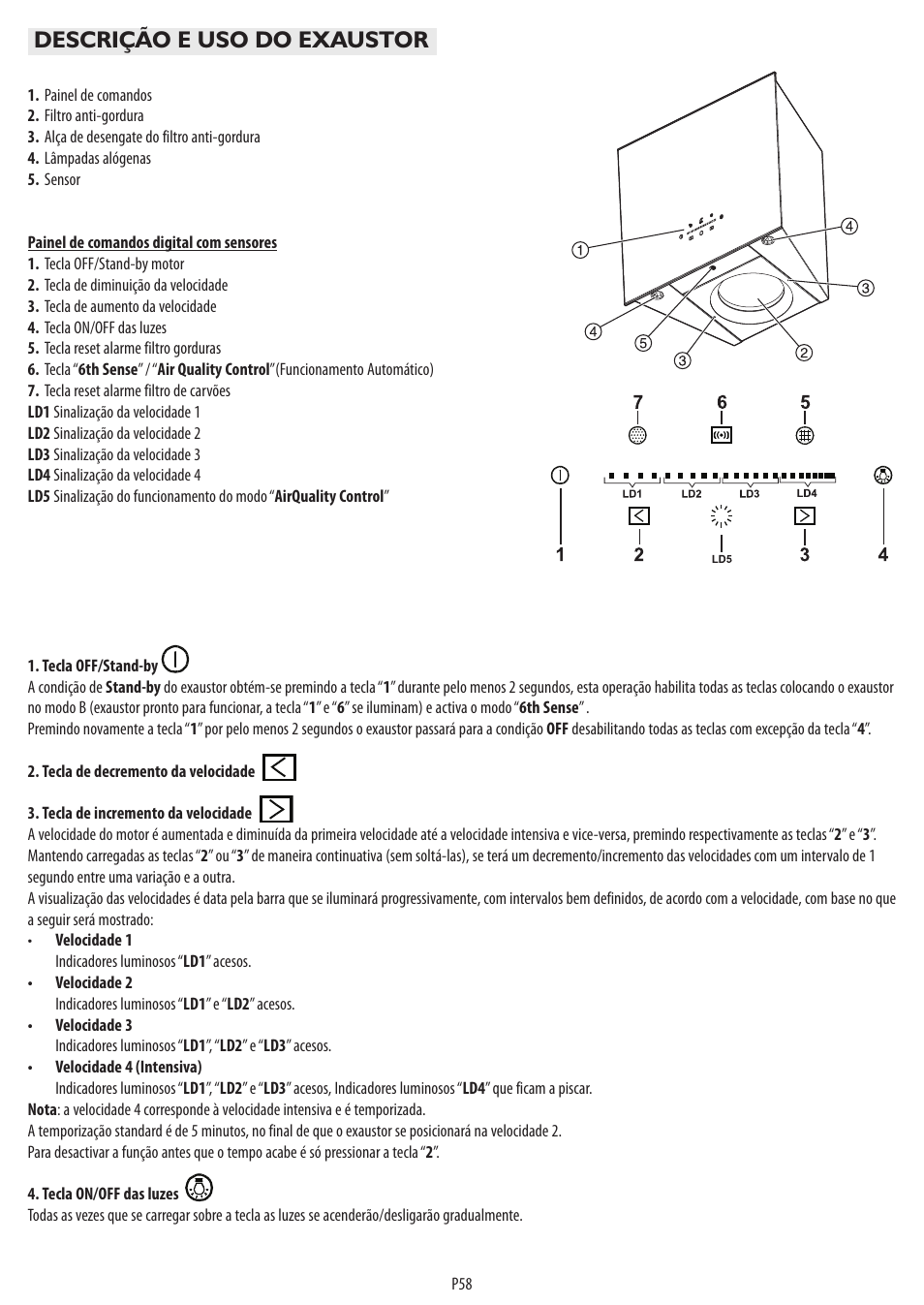 Descrição e uso do exaustor | BAUKNECHT DST 6460 ES User Manual | Page 60 / 84