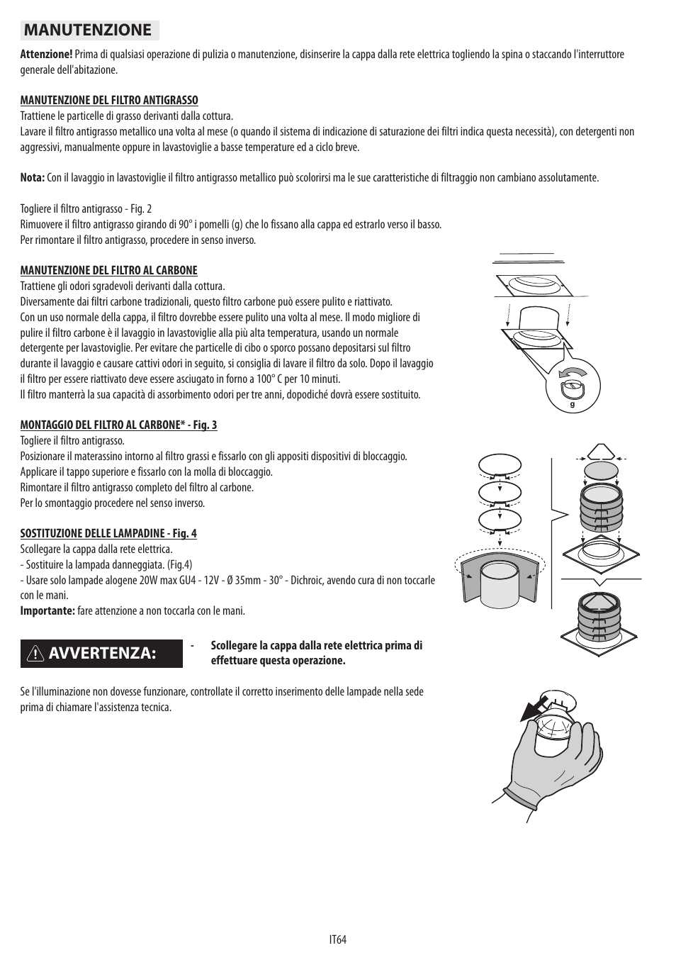 Avvertenza: manutenzione | BAUKNECHT DST 6460 ES User Manual | Page 66 / 84