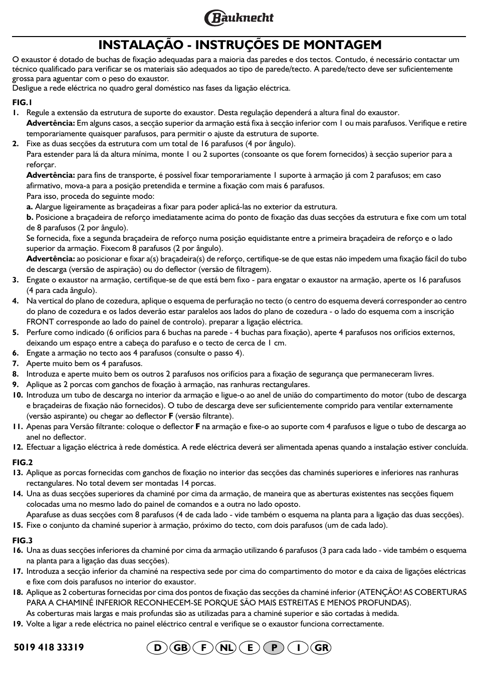 Instalação - instruções de montagem | BAUKNECHT DDG 3690 IN User Manual | Page 21 / 32